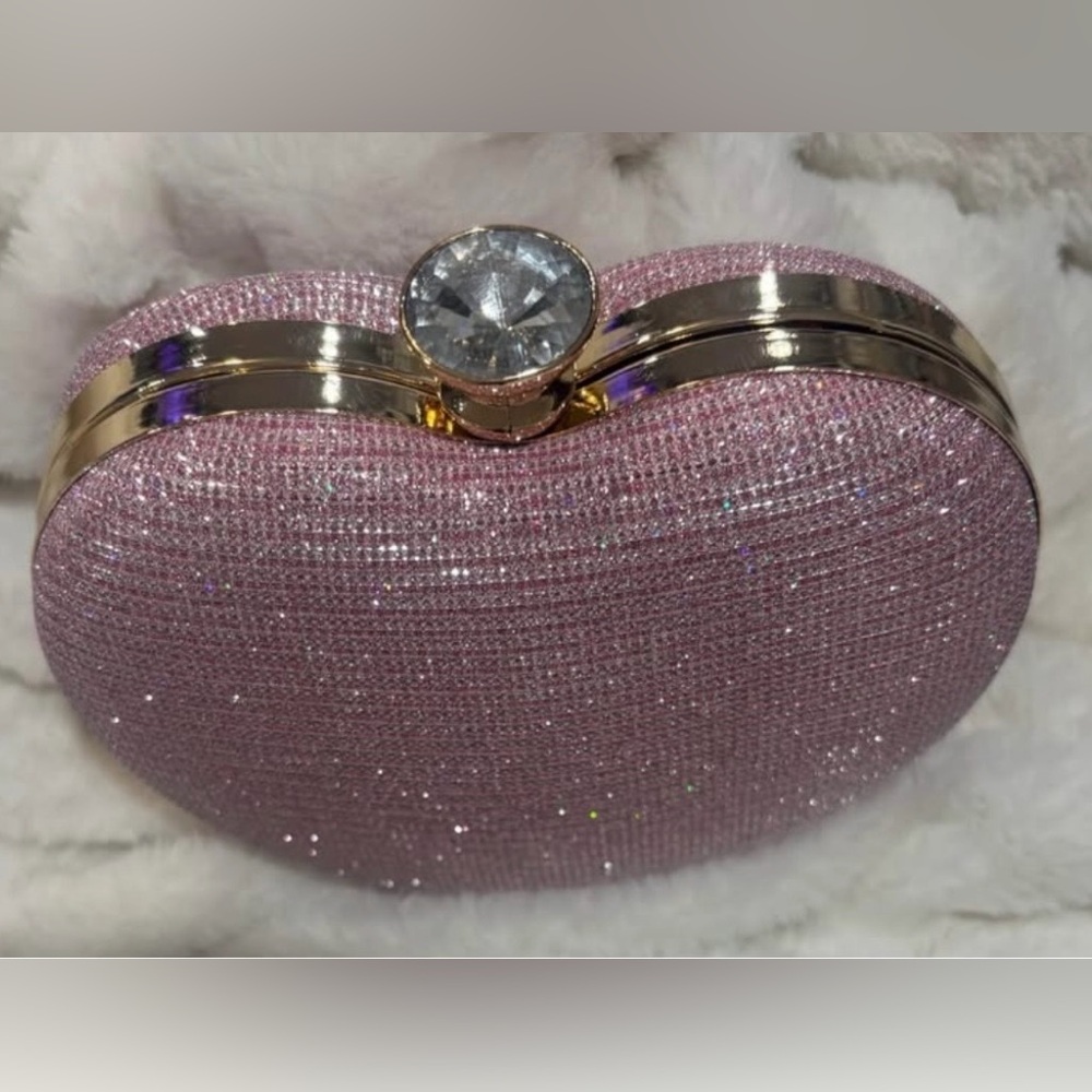 Elegant Pink Clutch with Crystal Accent